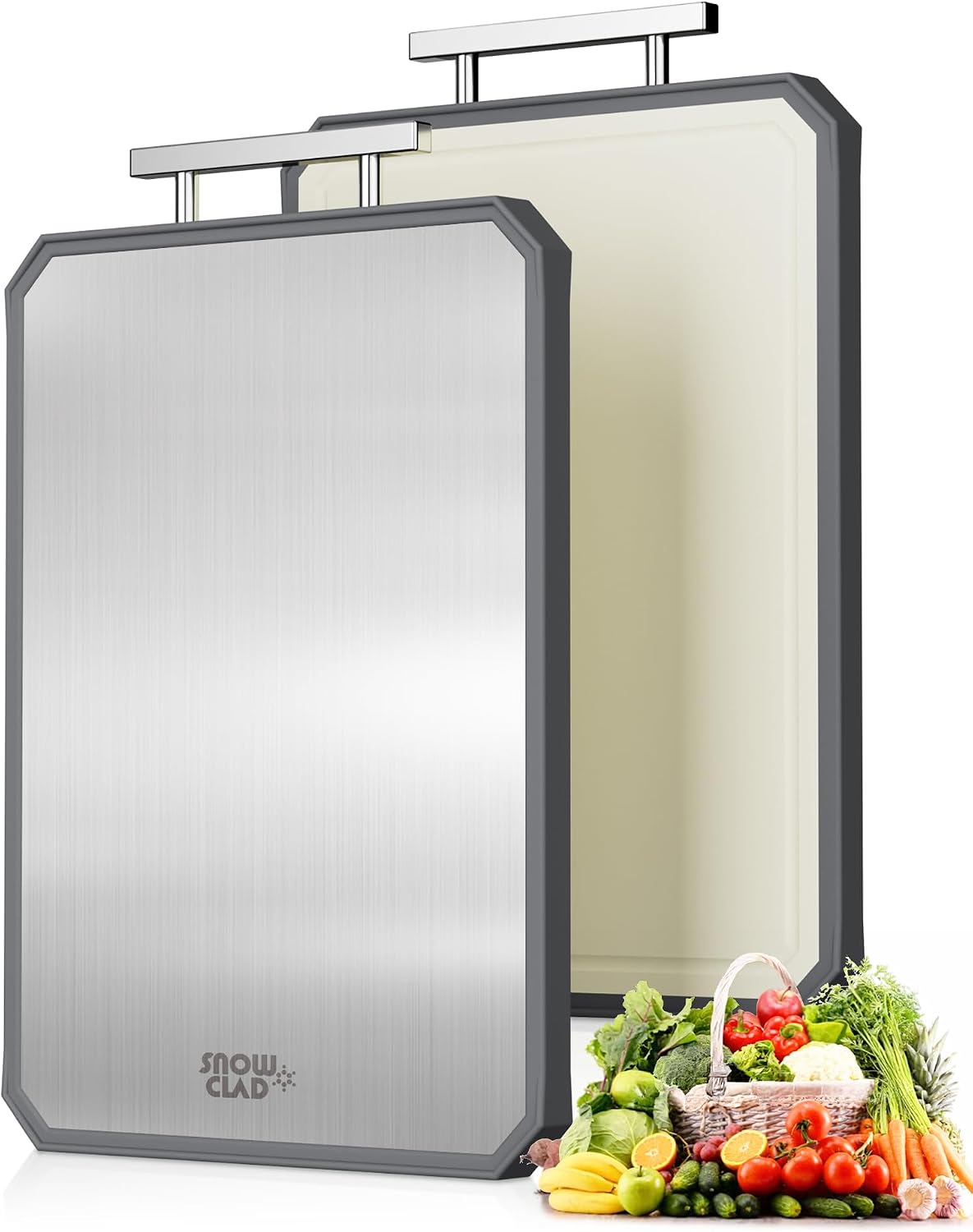 SNOWCLAD Stainless Steel Cutting Board,Non Toxic chopping for kitchen