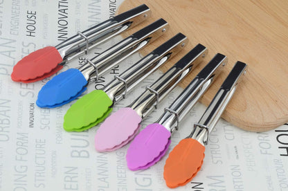 HINMAY Small Tongs with Silicone Tips 7-Inch Mini Serving Tongs, Set of 6
