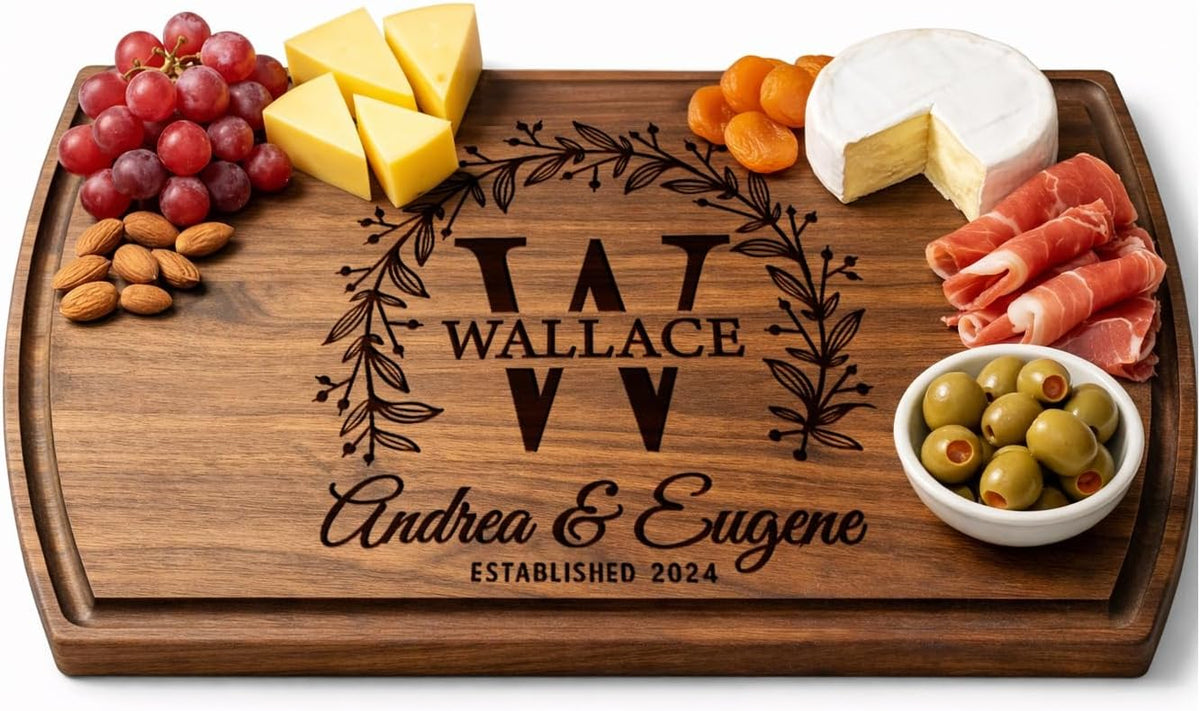 Personalized Cutting Board - Personalized Wedding Gifts for Couple - Custom Cutting Board Wood Engraved- Housewarming Gifts New Home - Best Present for Wedding, Bridal Shower, Engagement & Anniversary