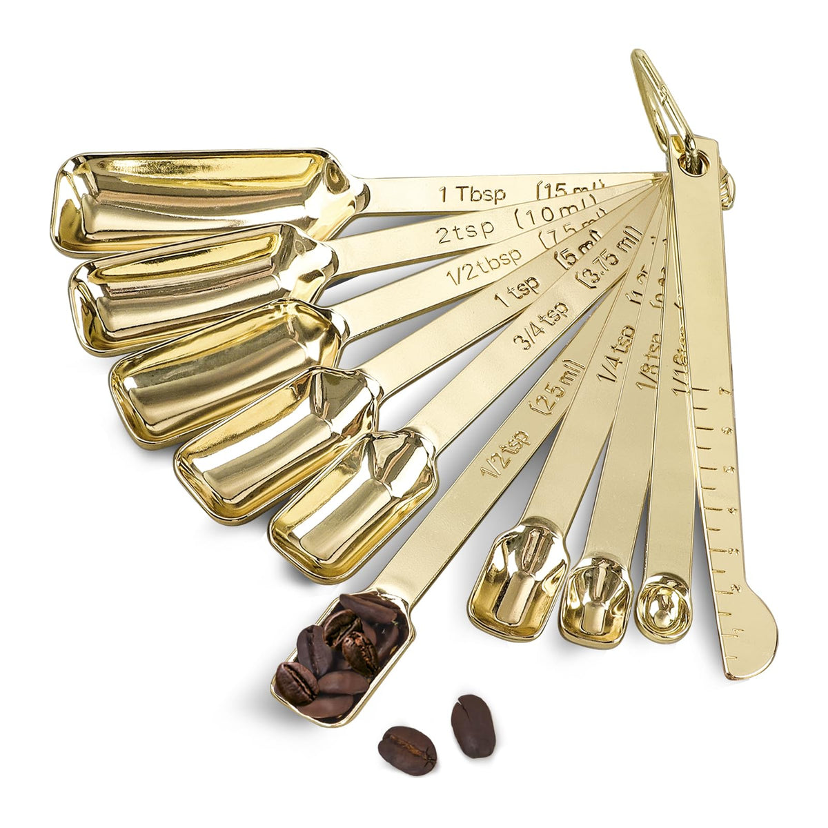Gold Measuring Spoons, 6 Piece Set, 18/8 Stainless Steel