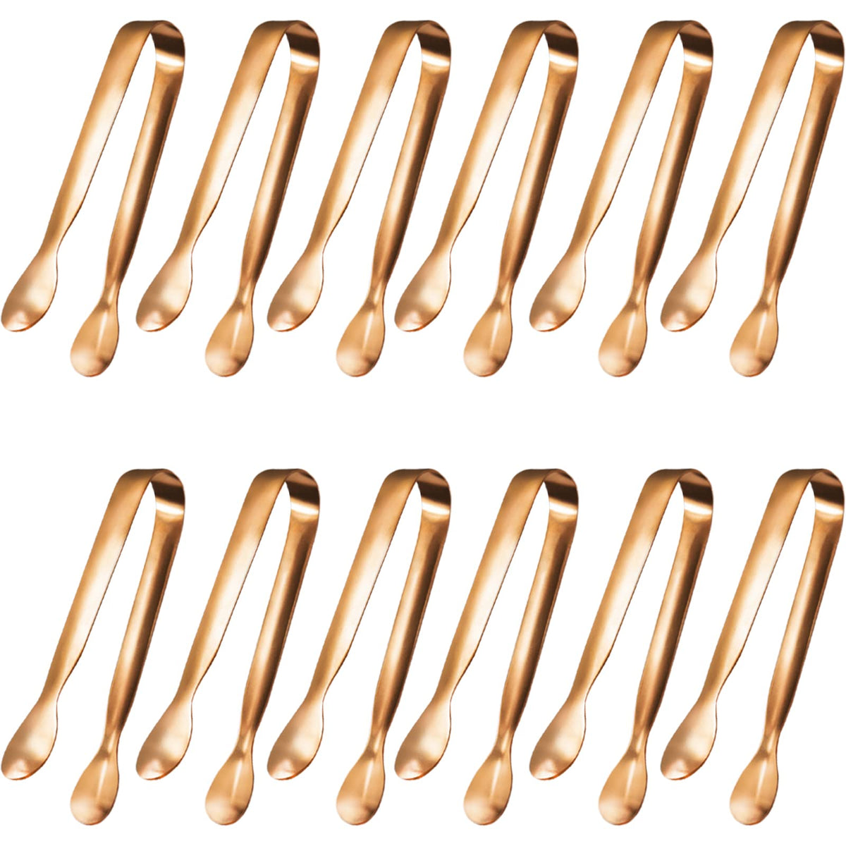 JCREN 12 Pcs Serving Tongs, Small Serving Utensils for Parties Catering Gold Tongs, Small Stainless Steel Mini Appetizer Tongs for Tea Party Coffee Bar, 4 Inches - Gold