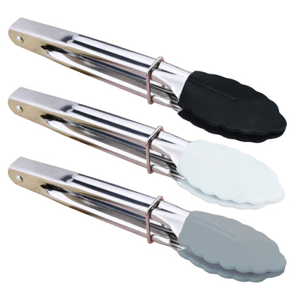 HINMAY Mini Stainless Steel Food Tongs with Silding Rings 7-Inch, Set of 6