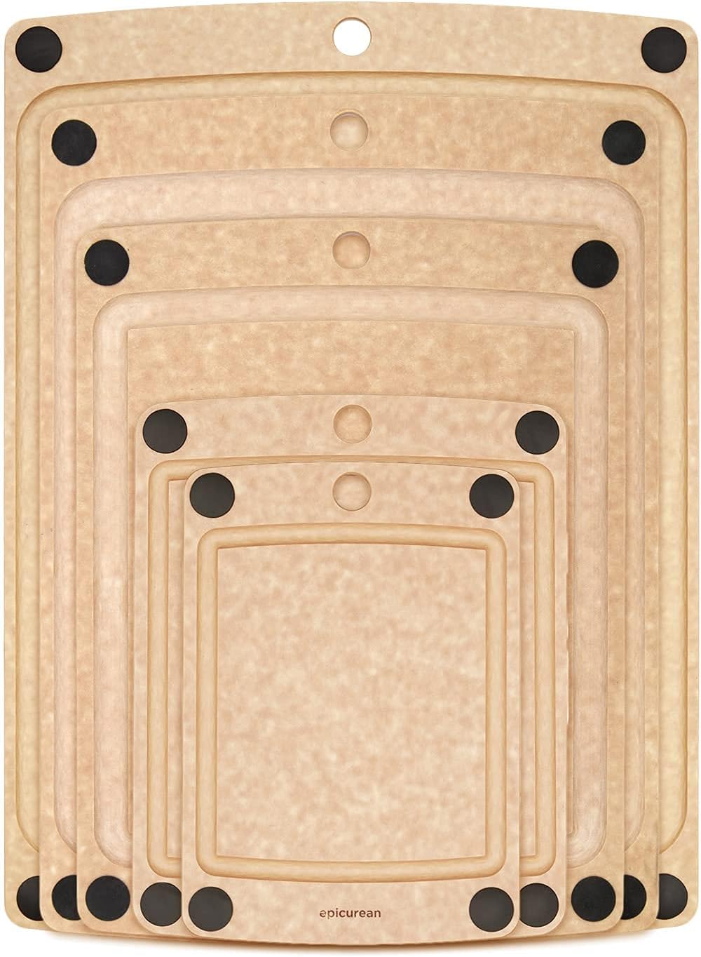 Epicurean All-In-One Cutting Board with Non-Slip Feet and Juice Groove, 14.5" × 11.25", Natural/Black