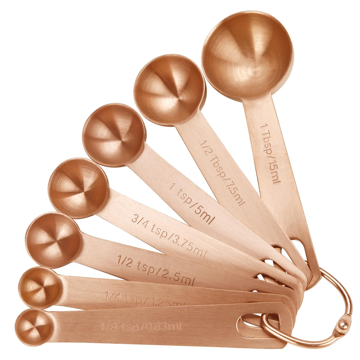 Measuring Spoons,304 Stainless Steel Measuring Cups & Spoon Set of 7 Piece:1Tbsp&1/2Tbsp,1tsp,3/4tsp,1/2tsp,1/4tsp,1/8tsp Teaspoon Coffee Scoop Tablespoon for Dry and Liquid Ingredients,Gold