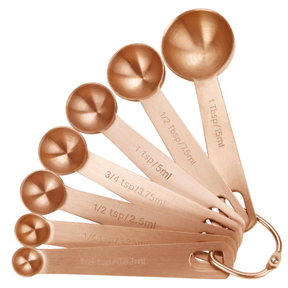 Measuring Spoons,304 Stainless Steel Measuring Cups & Spoon Set of 7 Piece:1Tbsp&1/2Tbsp,1tsp,3/4tsp,1/2tsp,1/4tsp,1/8tsp Teaspoon Coffee Scoop Tablespoon for Dry and Liquid Ingredients,Gold