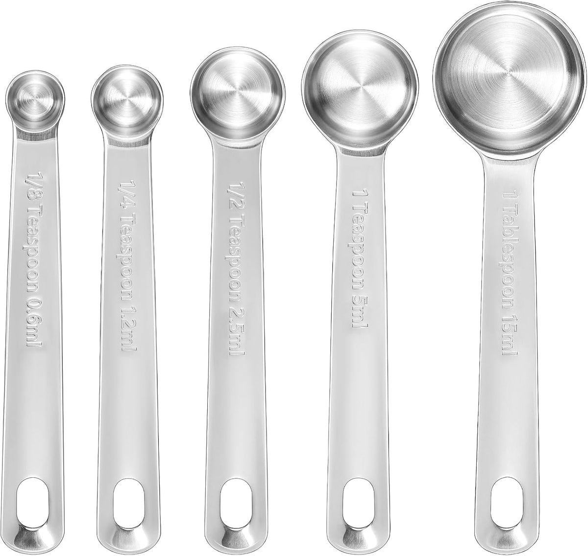 KEAWELL Premium 18/10 Measuring Spoons Set (Silver, 5PC Measuring Spoons)