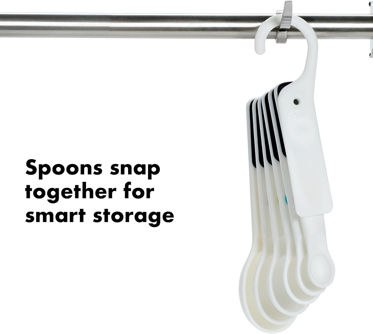 OXO Good Grips 6-Piece Plastic Measuring Spoons with Scraper- White