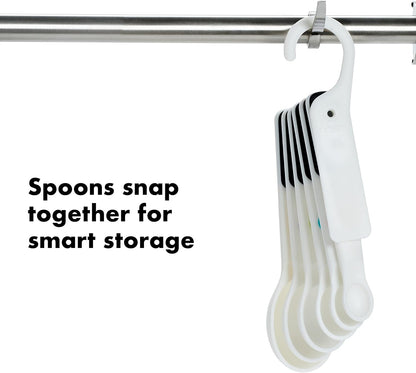 OXO Good Grips 6-Piece Plastic Measuring Spoons with Scraper- White