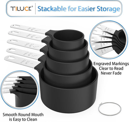 Measuring Cups & Spoons Set, Stackable Cups and Spoons