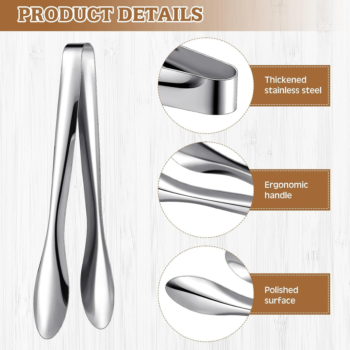2 Pack Silver Polished Serving Tongs 9 Inch,12 Inch