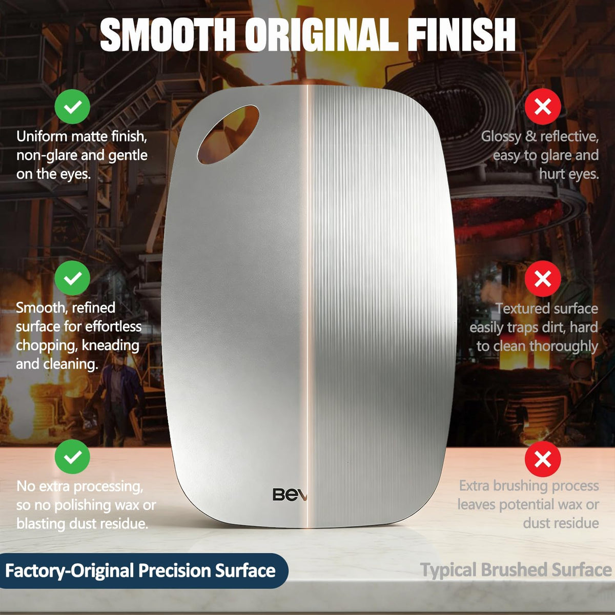 Cutting Board, 100% Pure 18/8 Stainless Steel Cutting Board Double Sided,Chopping Board for Kitchen, Dishwasher Safe Chopping Board for Meat, Vegetables or Fruit(11.5"L x 8"W)