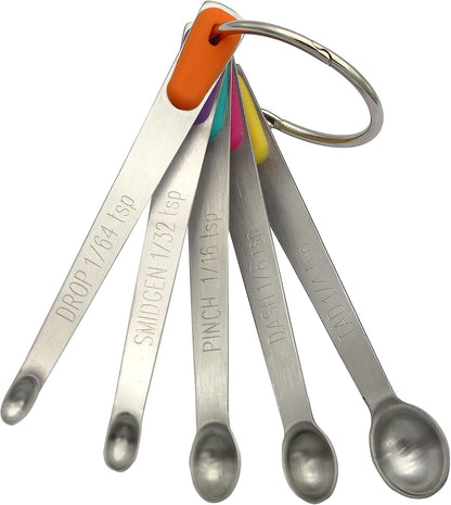 1Pack Small Measuring Spoon Set with Multi-Color Silicone Grip