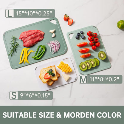 THETCHRY Plastic Cutting Board Set of 3-Cutting Boards for Kitchen BPA Free