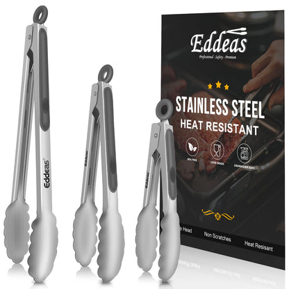 Tongs For Cooking Up to 600 °F Metal Kitchen Tongs 3PCS 7,9,12 Inch