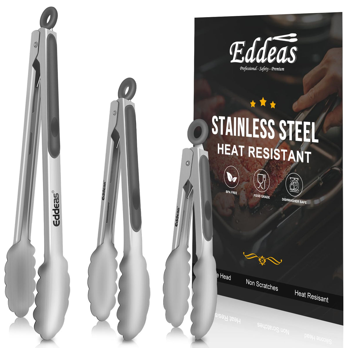 Tongs For Cooking Up To 600°F Metal Kitchen Tweezers Tongs 12", 9 in