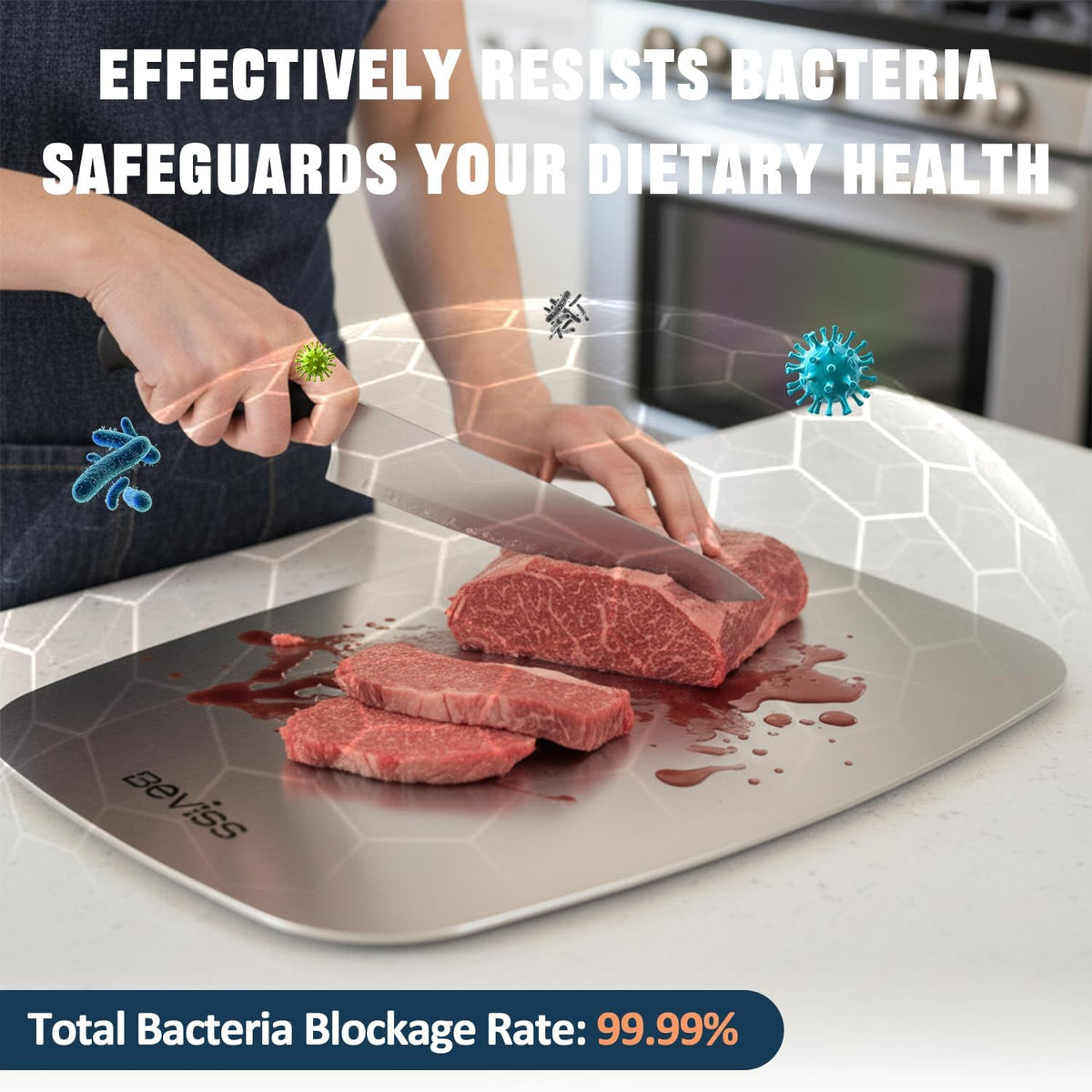 Cutting Board, 100% Pure 18/8 Stainless Steel Cutting Board Double Sided,Chopping Board for Kitchen, Dishwasher Safe Chopping Board for Meat, Vegetables or Fruit(11.5"L x 8"W)