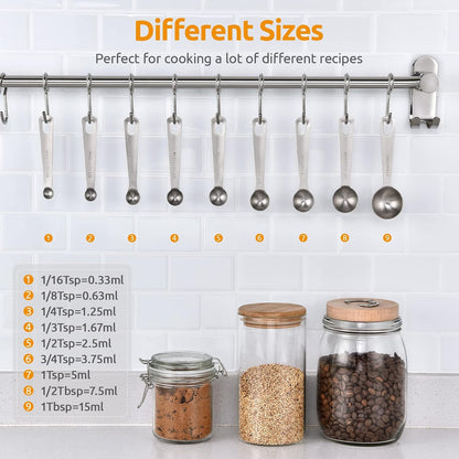 U-Taste 18/8 Stainless Steel Measuring Spoons Set of 9, Teaspoon Tablespoon