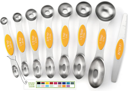 Spring Chef Magnetic Measuring Spoons Set of 8 for Kitchen, Multicolor