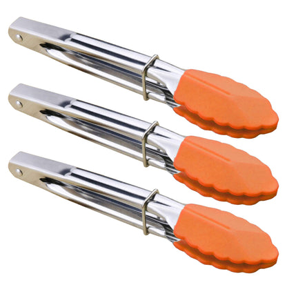 HINMAY Small Tongs with Silicone Tips 7-Inch Mini Serving Tongs, Set of 6