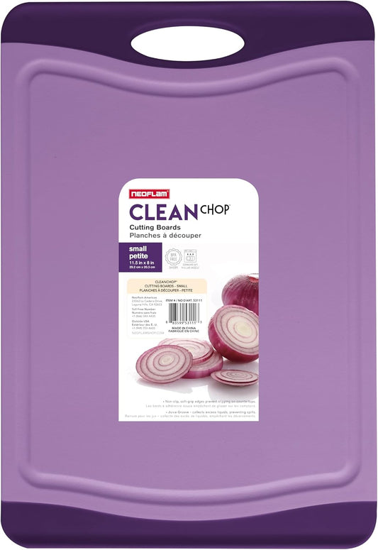 Neoflam Flutto Poly Cutting Board - Purple, Durable Plastic, Knife-Scratch Resistant, Large Handle, Kitchen Essential (11.5 x 8 x 0.4 inches)