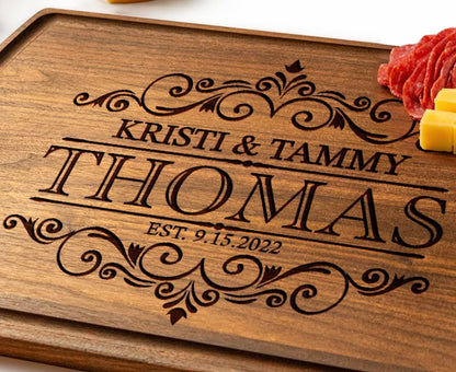 Personalized Cutting Board - Personalized Wedding Gifts for Couple - Custom Cutting Board Wood Engraved- Housewarming Gifts New Home - Best Present for Wedding, Bridal Shower, Engagement & Anniversary