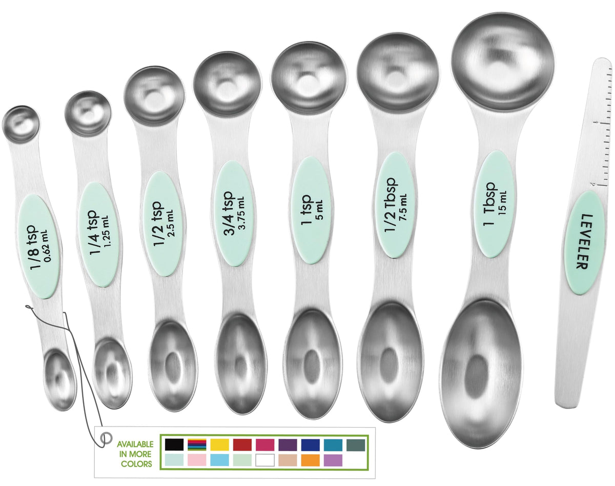 Spring Chef Stainless Steel Magnetic Measuring Spoons Set of 8, Black
