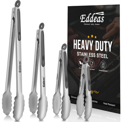 2 PCS 12 Inch Tongs for Cooking Heavy Duty All Metal Kitchen Tongs