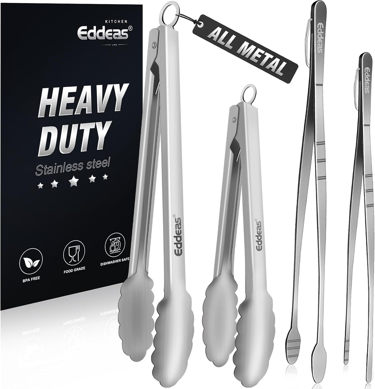 Tongs For Cooking Up To 600°F Metal Kitchen Tweezers Tongs 12", 9 in