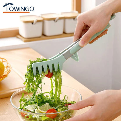 9" Kitchen Tongs for cooking with Silicone Tips, 3Pcs Serving Tongs, Green
