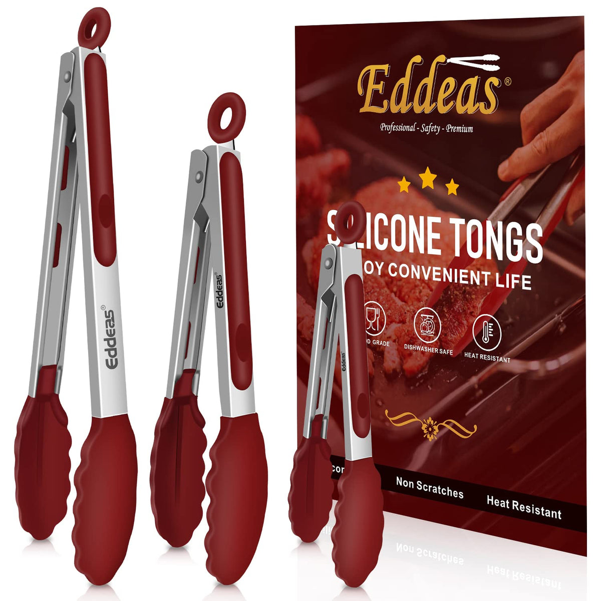 Metal Tongs For Cooking Up To 600°F Kitchen Tongs 3PCS - 9", 12 inch
