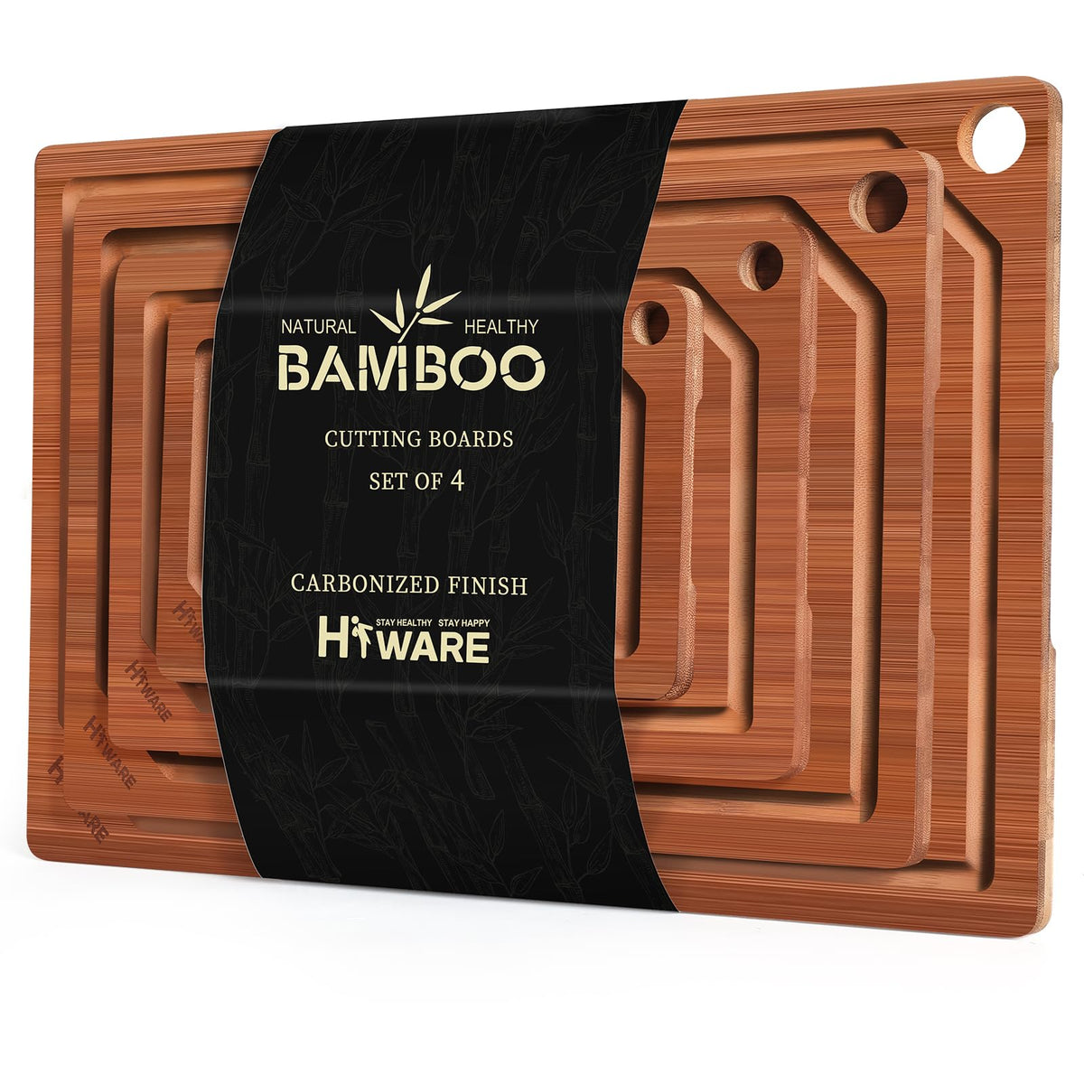 Hiware Extra Large 18" x 12" Bamboo Cutting Board for Kitchen, Heavy Duty Wood Cutting Board with Juice Groove, 100% Organic Bamboo, Pre Oiled