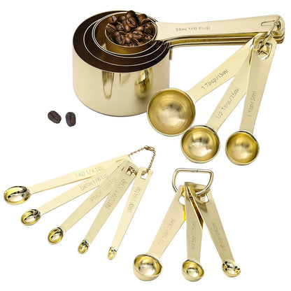 Gold Measuring Spoons, 6 Piece Set, 18/8 Stainless Steel