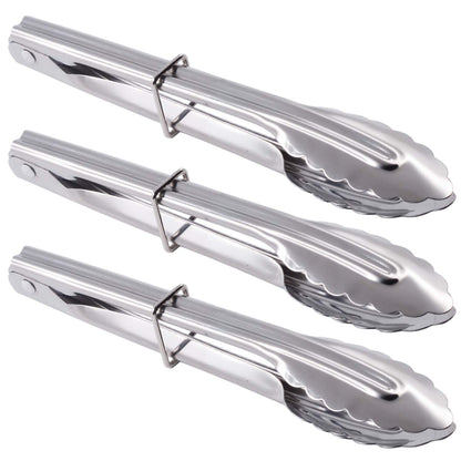 HINMAY Stainless Steel Serving Tongs Grilling Tongs for Cooking Camping Barbecue (12-Inch 3 Pieces)