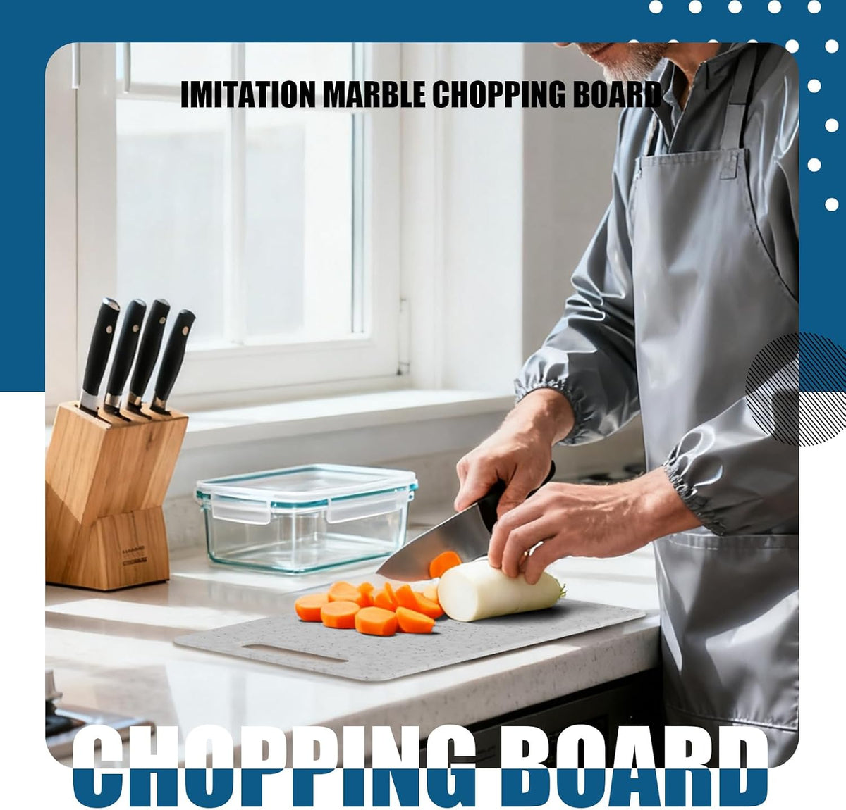 2 Pcs mini plastic cutting boards for the kitchen, in granite color, are suitable for food preparation, fruit and vegetable cutting.They feature an easy-to-hold design （6" x 10"，White+Black)