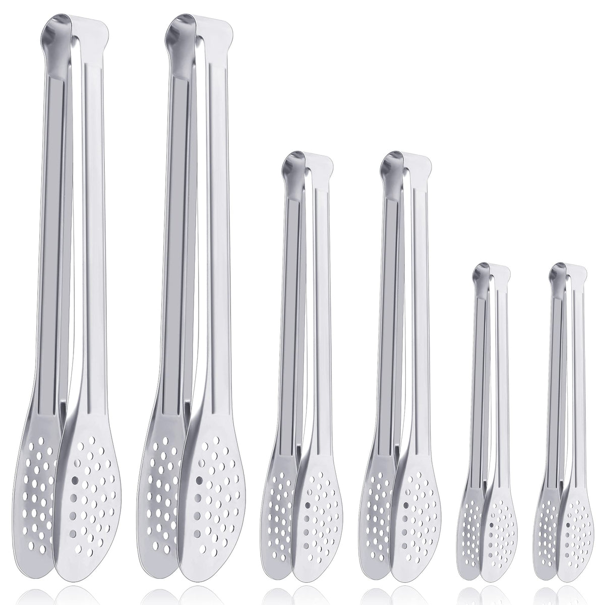 6 Pack Buffet Tongs,Stainless Steel Serving Tongs Serving Utensils 7Inch