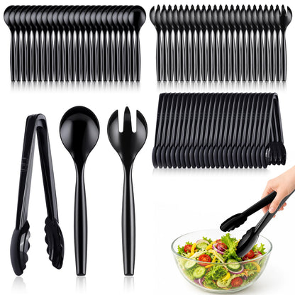 Mwellewm Plastic Serving Utensils Set, Disposable Tongs Spoons for Buffet