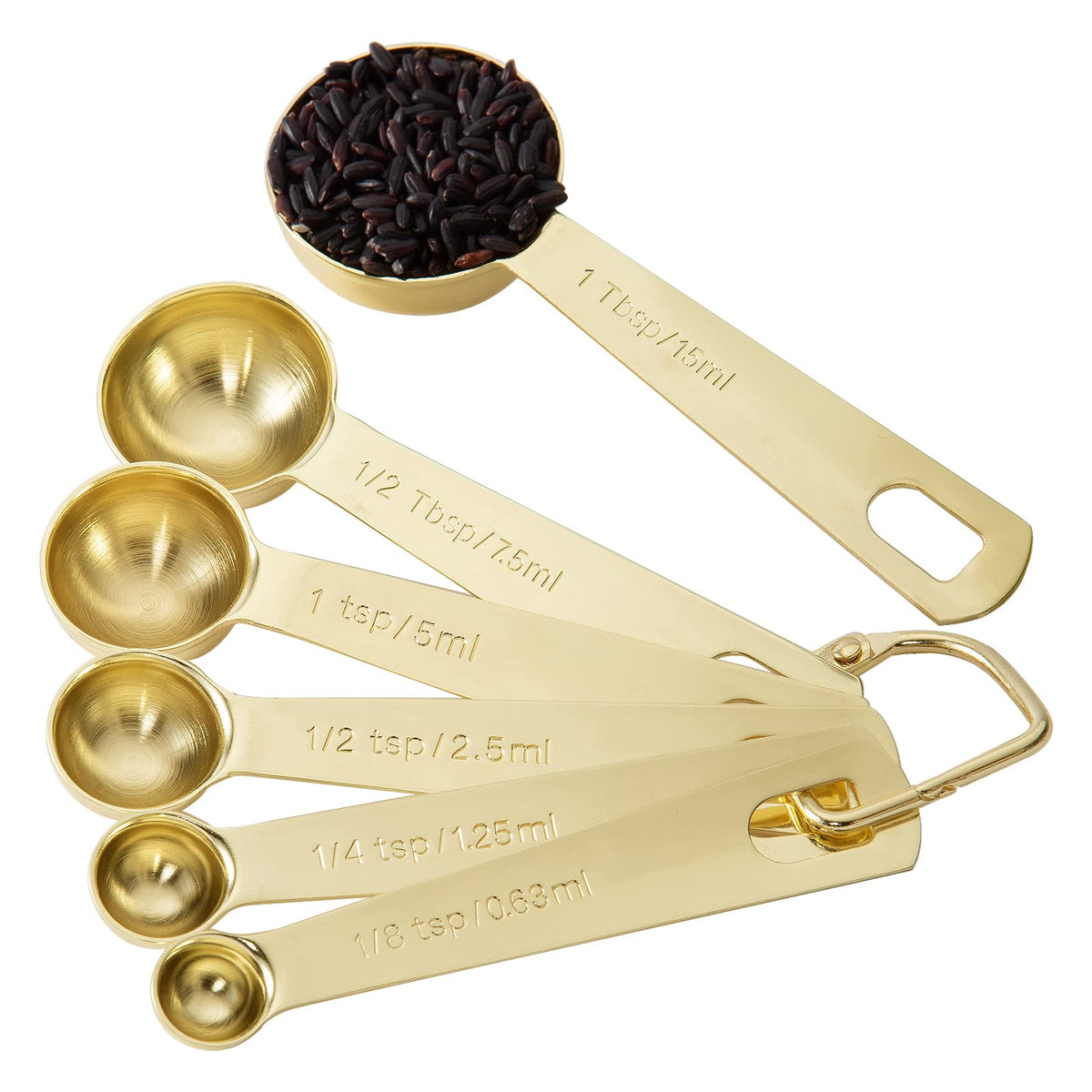 Gold Measuring Spoons, 6 Piece Set, 18/8 Stainless Steel