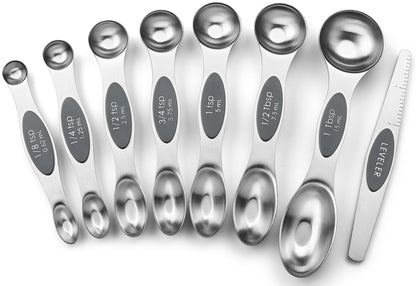 Spring Chef Stainless Steel 8 Magnetic Measuring Spoons Set, Winter Frost