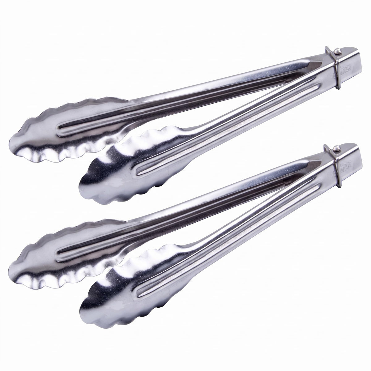 Winco 9" Silver Heavy-Duty Utility Stainless Steel Tongs