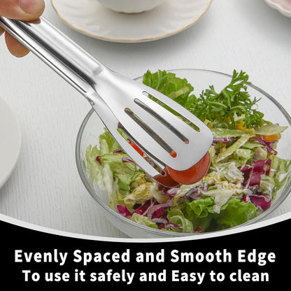 Kitchen Tongs 7 Inch, 8 Pack Stainless Steel Serving Tongs for Cooking Appetizers, Salad, Small Kitchen Tongs for Food, Dishwasher Safe