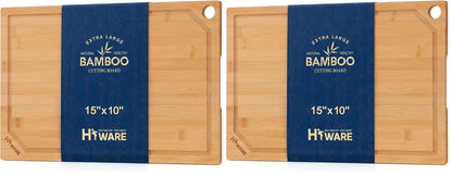Hiware Extra Large 18" x 12" Bamboo Cutting Board for Kitchen, Heavy Duty Wood Cutting Board with Juice Groove, 100% Organic Bamboo, Pre Oiled