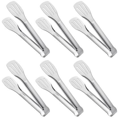 Serving Tong Kitchen Tongs,Buffet Tongs, Stainless Steel Food Tong Serving Tong,small tongs 6 Pack (7 Inch)