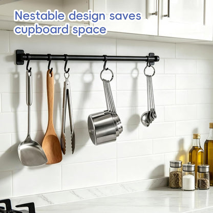 Measuring Cups and Spoons Set 8PCS Silver Stainless Steel