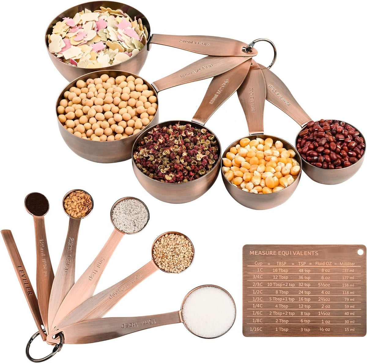 12-Piece Measuring Set, Stainless Steel Cups & Spoons