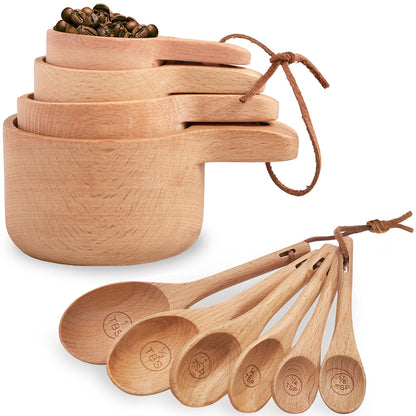 6pcs Measuring Spoons, Natural Beechwood, Gift Set