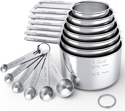 TILUCK Stainless Steel Measuring Cups & Spoons Set,Coffee Scoop Spoon