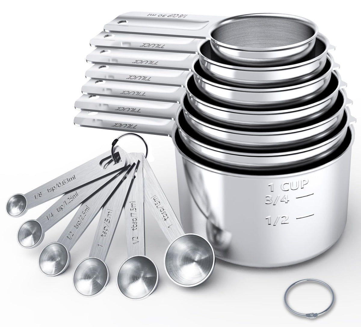 TILUCK Stainless Steel Measuring Cups & Spoons Set,Coffee Scoop Spoon
