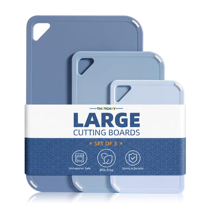 THETCHRY Plastic Cutting Board Set of 3-Cutting Boards for Kitchen BPA Free