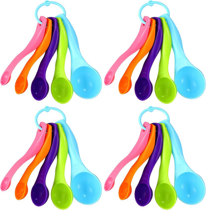 Frienda 20 Pcs Colorful Plastic Measuring Spoons for Kitchen Baking