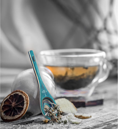 6pcs Pakkawood Measuring Spoons Set, Turquoise Blue